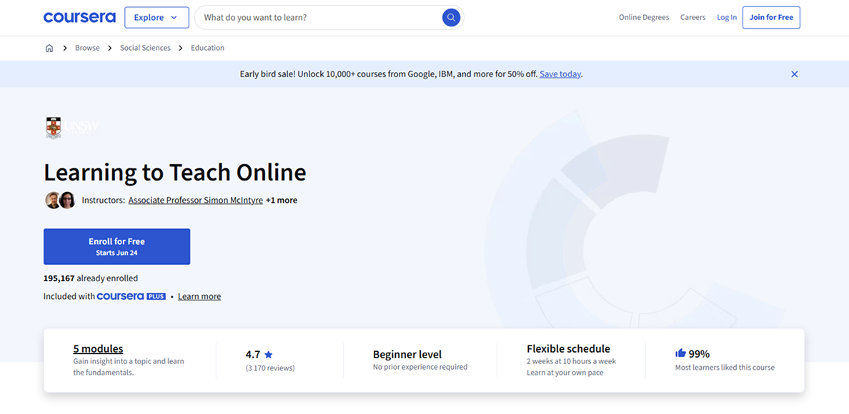 Course on Online Teaching by Coursera