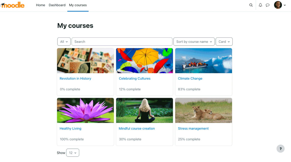 Moodle interface