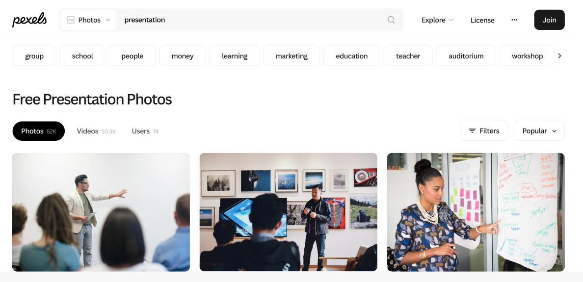 Where to find images for PowerPoint presentations: Pexels