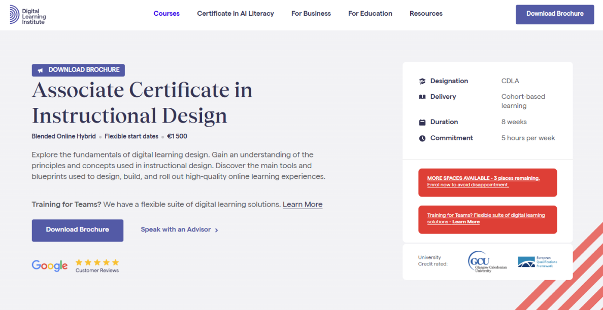 Instructional Design Certificate Program by Digital Learning Institute