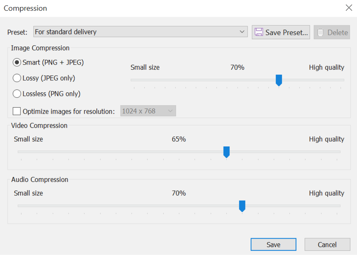Quality settings in iSpring Converter when publishing PowerPoint as HTML5