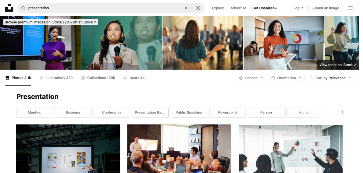 Where to find images for PowerPoint presentations: Unsplash