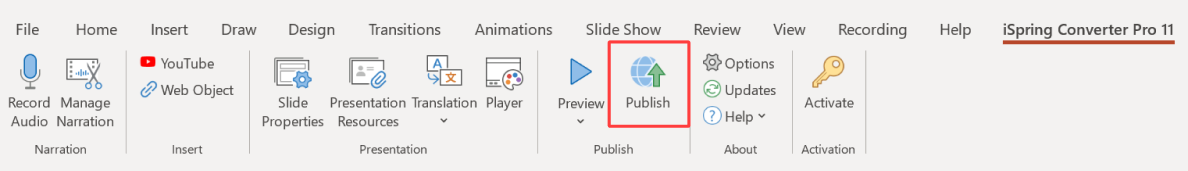 iSpring Converter Pro 11 tab
