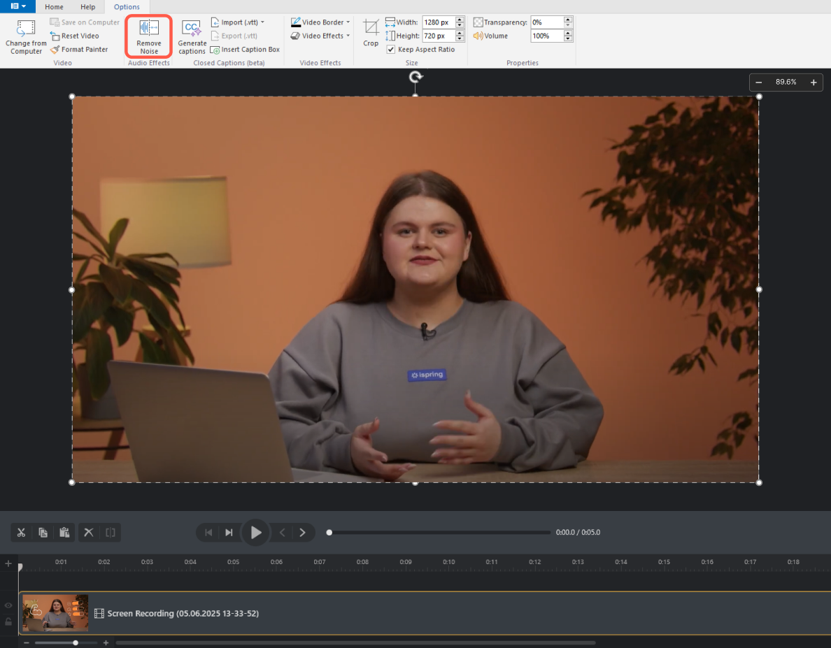 Remove background noise throughout the recording