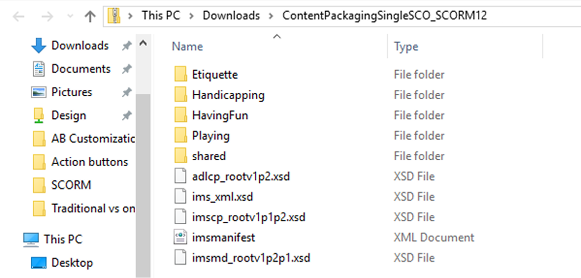 HTML and SCORM files