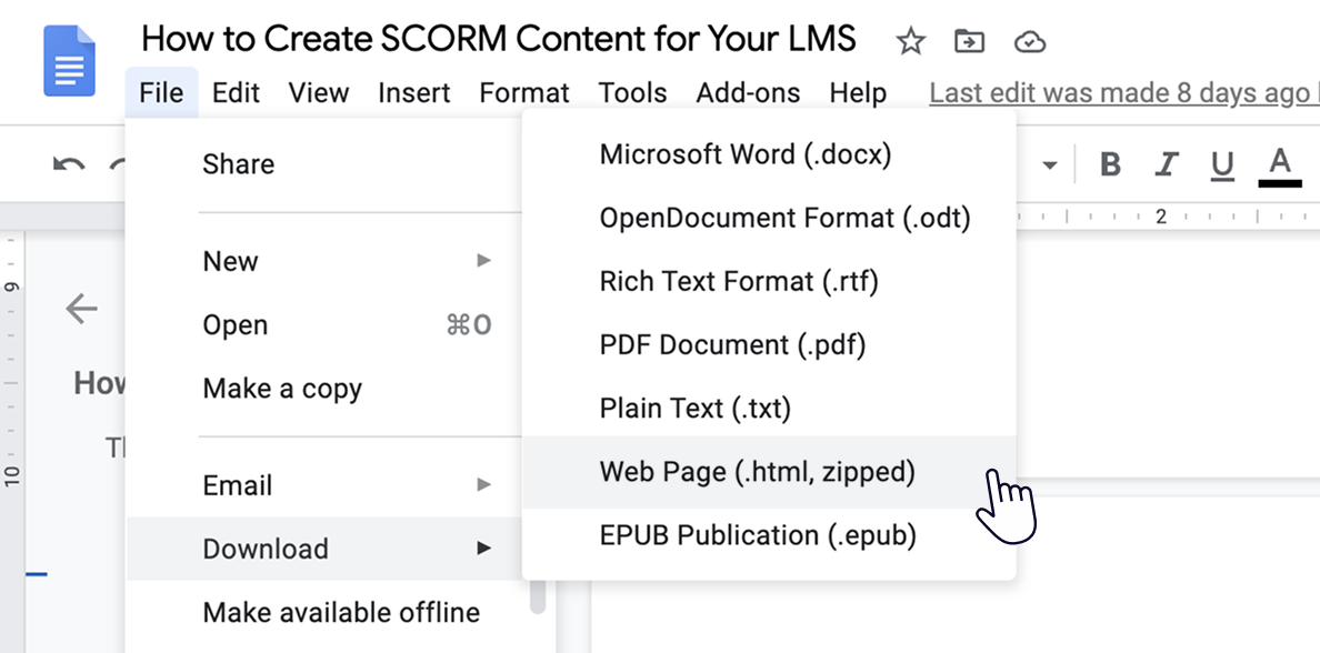 How to download the HTML version of the course