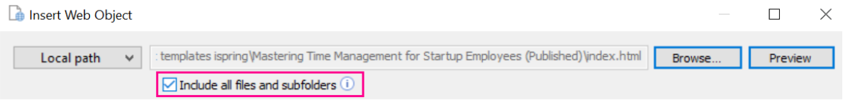 Import one PPT into another as a web object with iSpring Suite