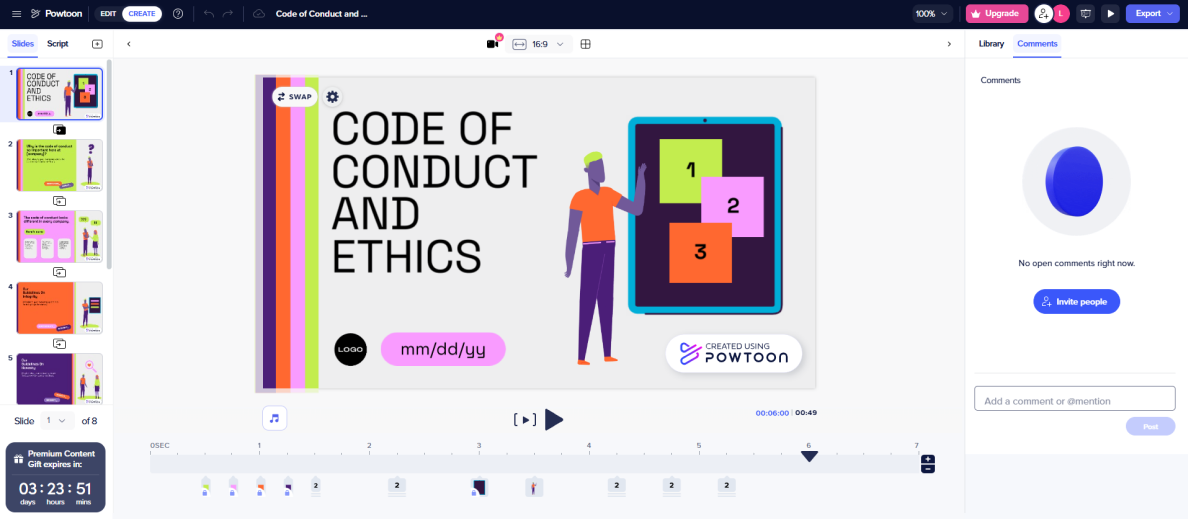 Animated video creation in Powtoon