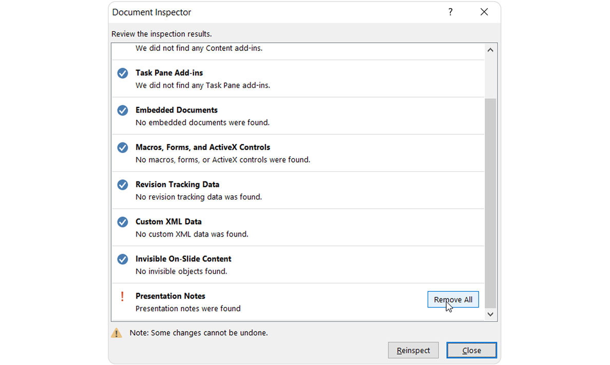 Removing notes from all the slides