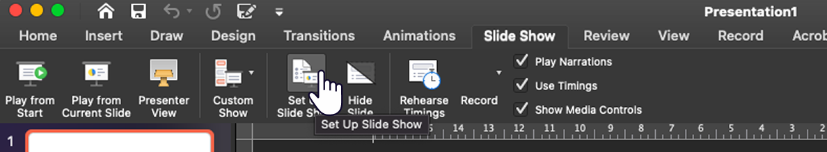 Set Up Slide Show option on MacLoop continuously until Esc box