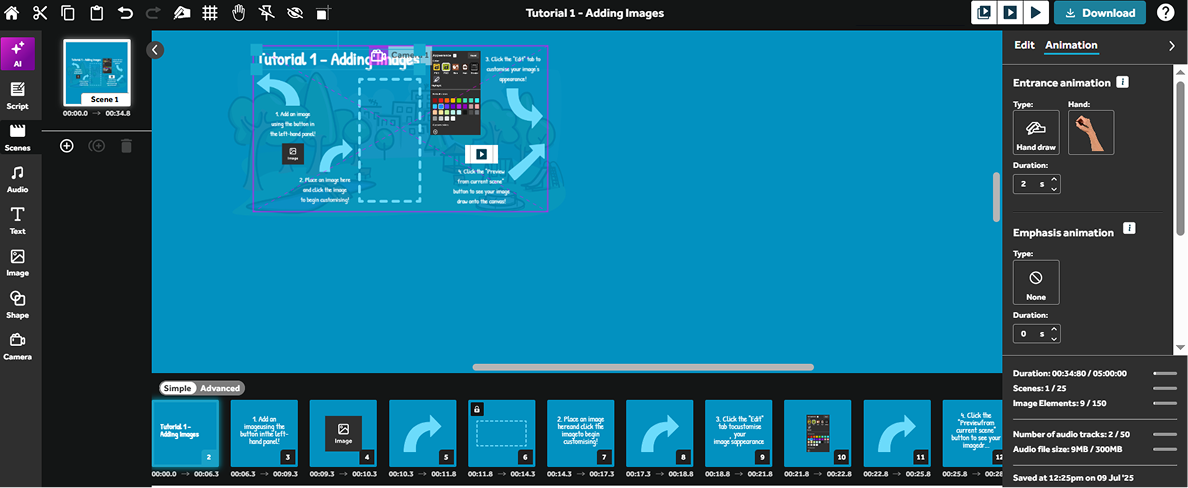 Animated whiteboard video creation in VideoScribe