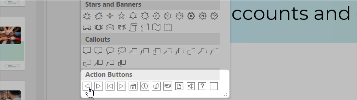 Action buttons in PowerPoint