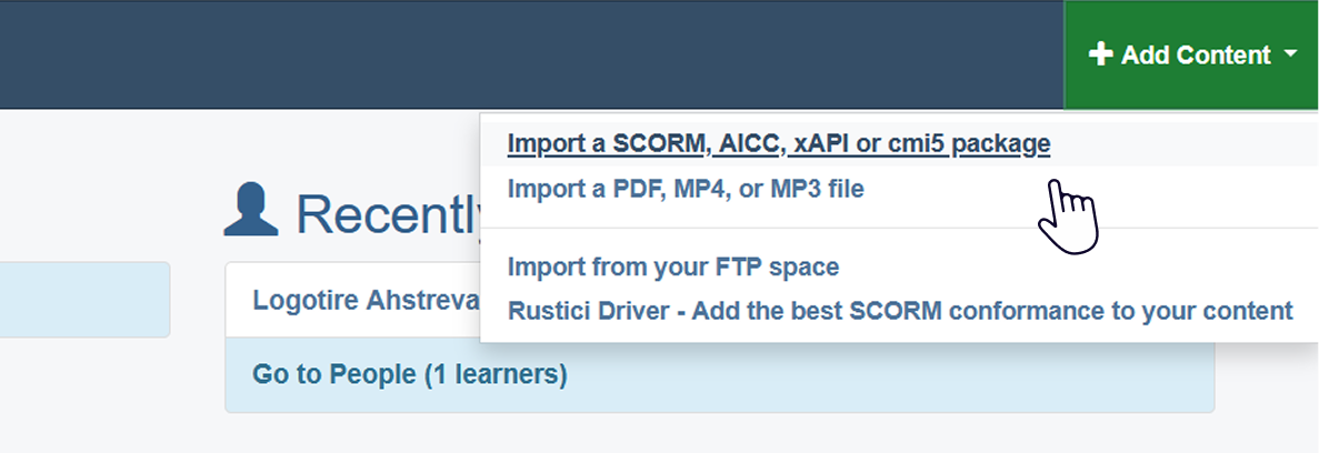 Add content in Cloud SCORM