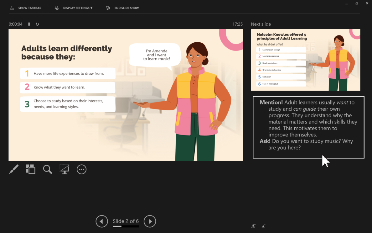 An example of speaker notes in PowerPoint