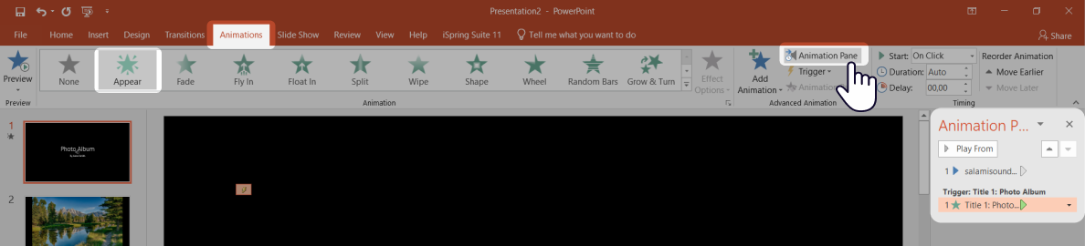 Create a picture carousel on one slide