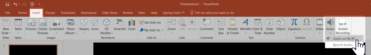 Audio on My PC button