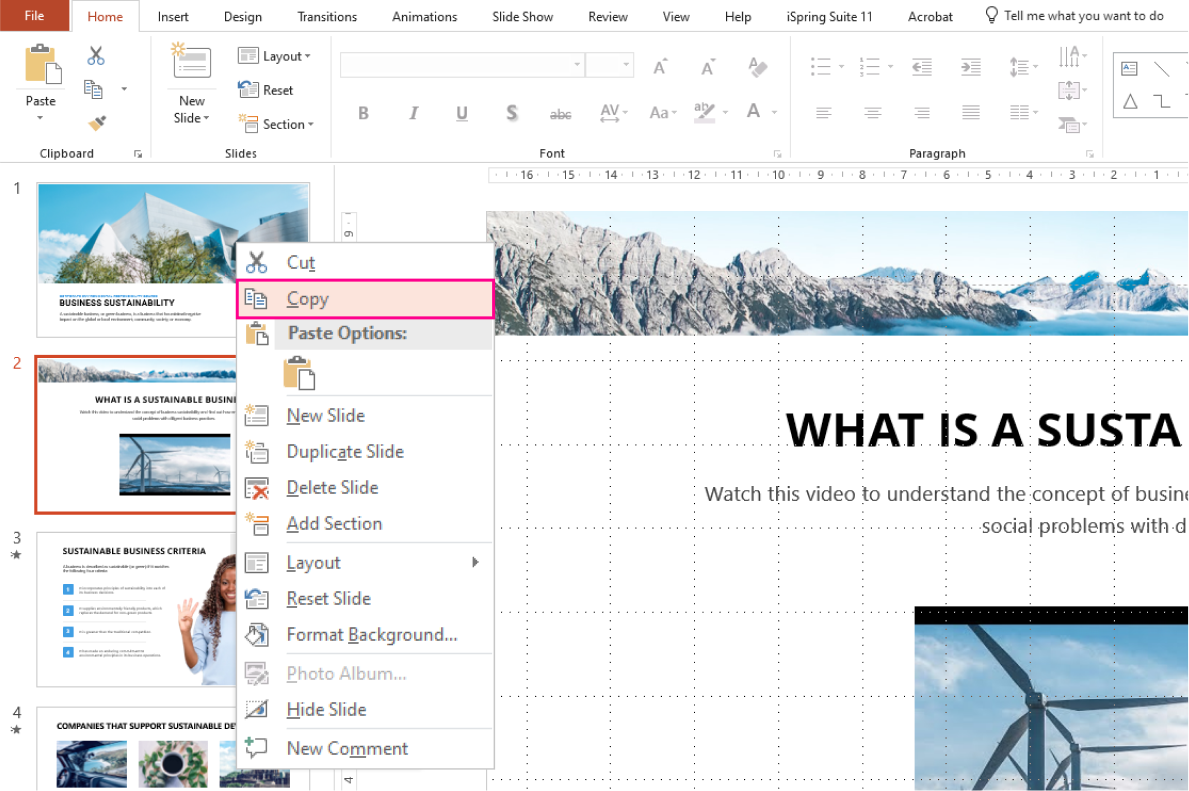 Copying a slide in PPT