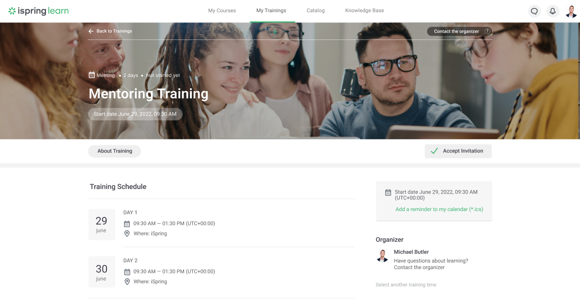 iSpring Learn LMS for blended learning