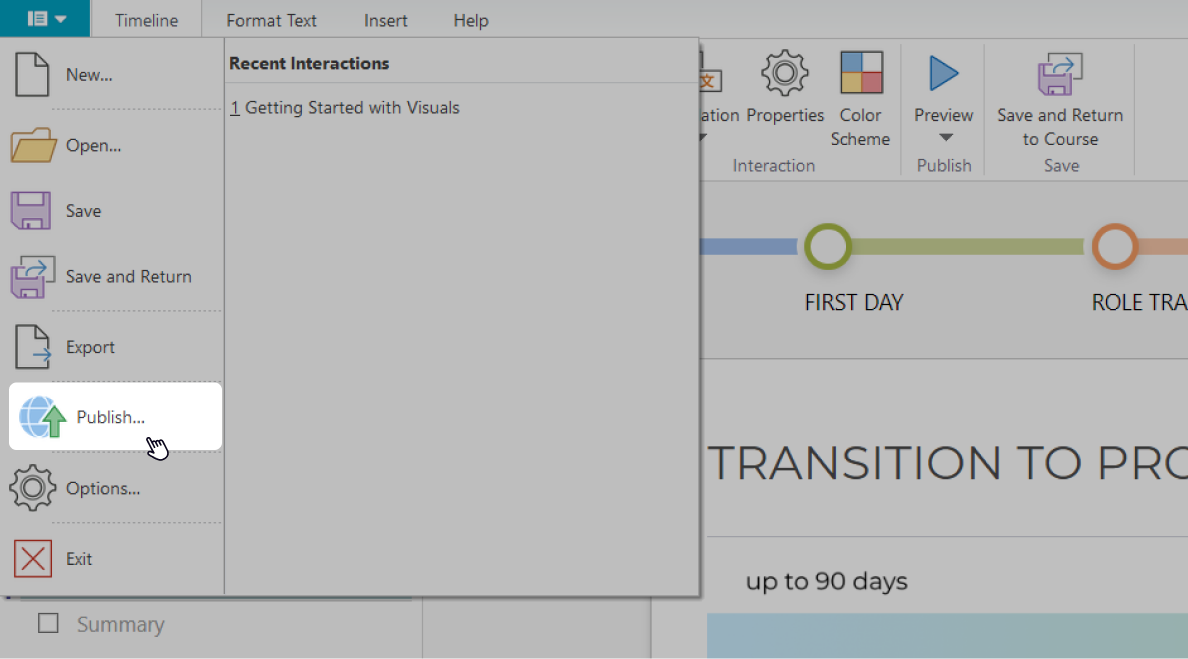 Publish a timeline