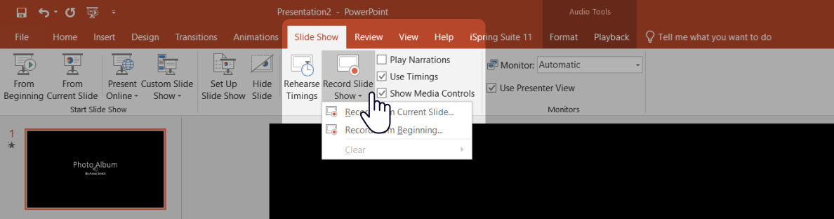 Record Slide Show button