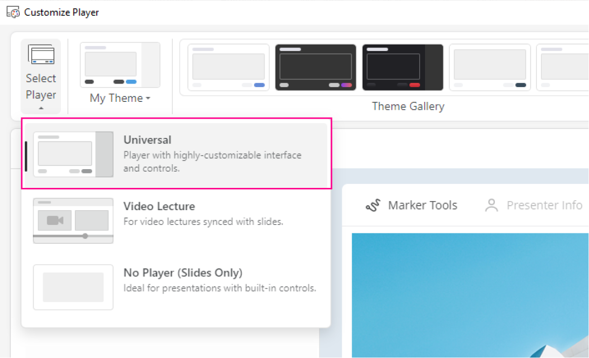 Set up the player when publishing the PPT course as an HTML file with iSpring Suite.