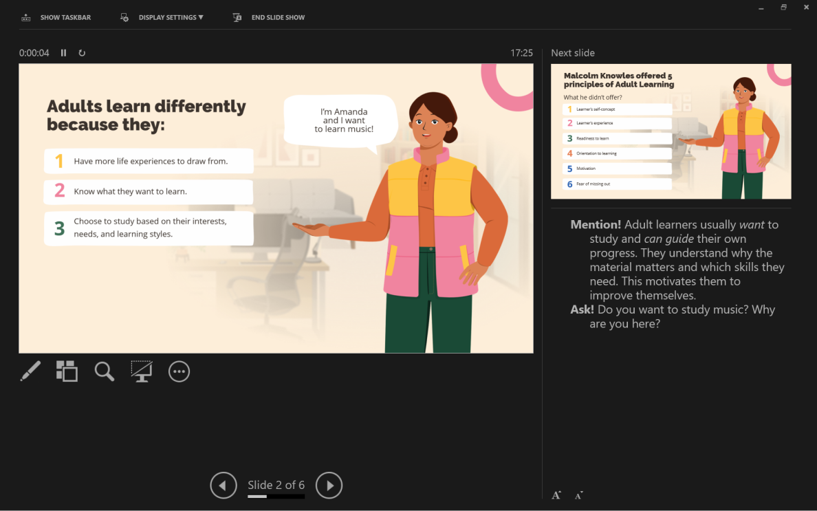 The view of the Notes in Presenter Mode
