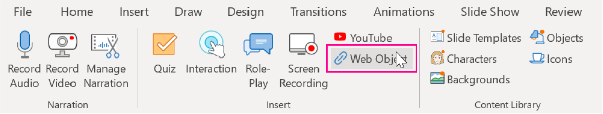 Import one PPT into another as a web object with iSpring Suite