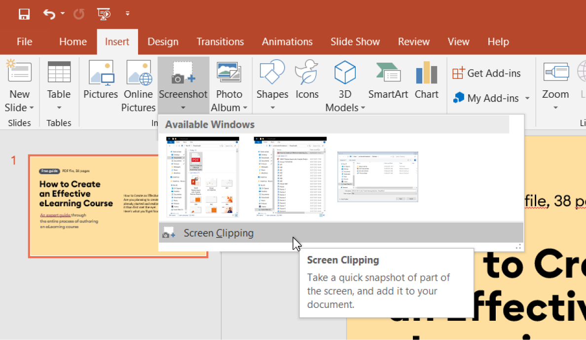 Screen Clipping option