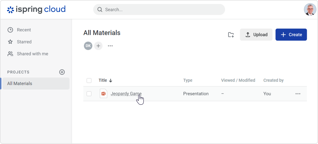 iSpring Cloud interface