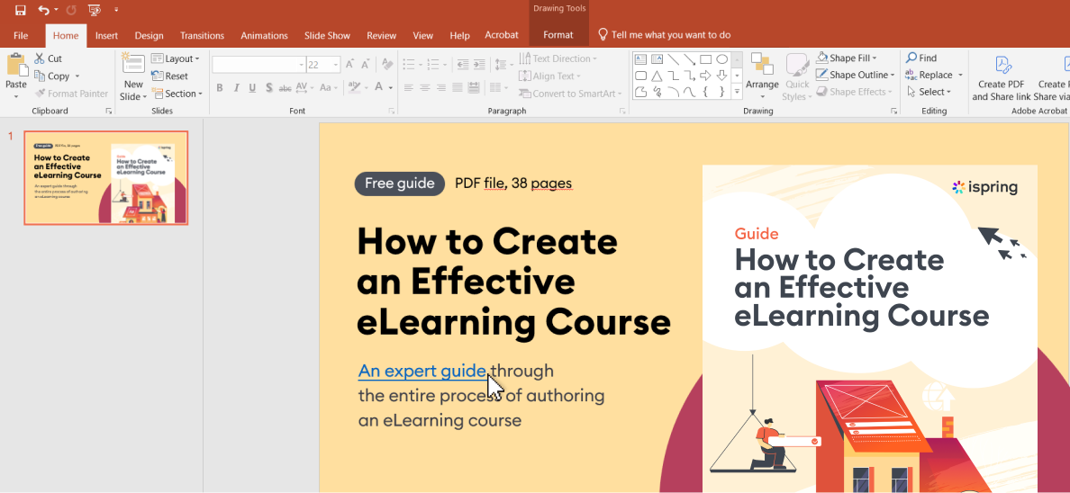 PDF file added to a PPT as a link