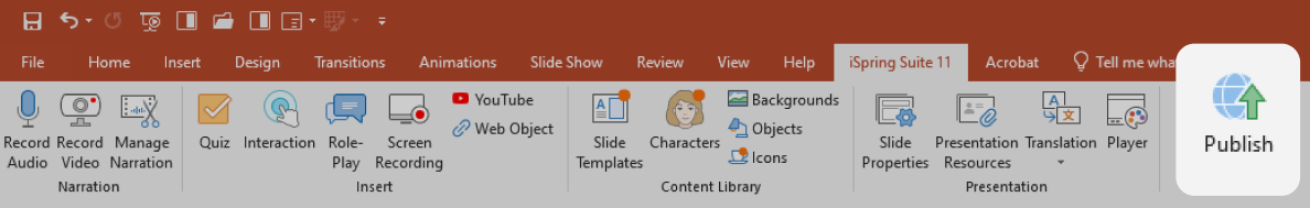 Publish button