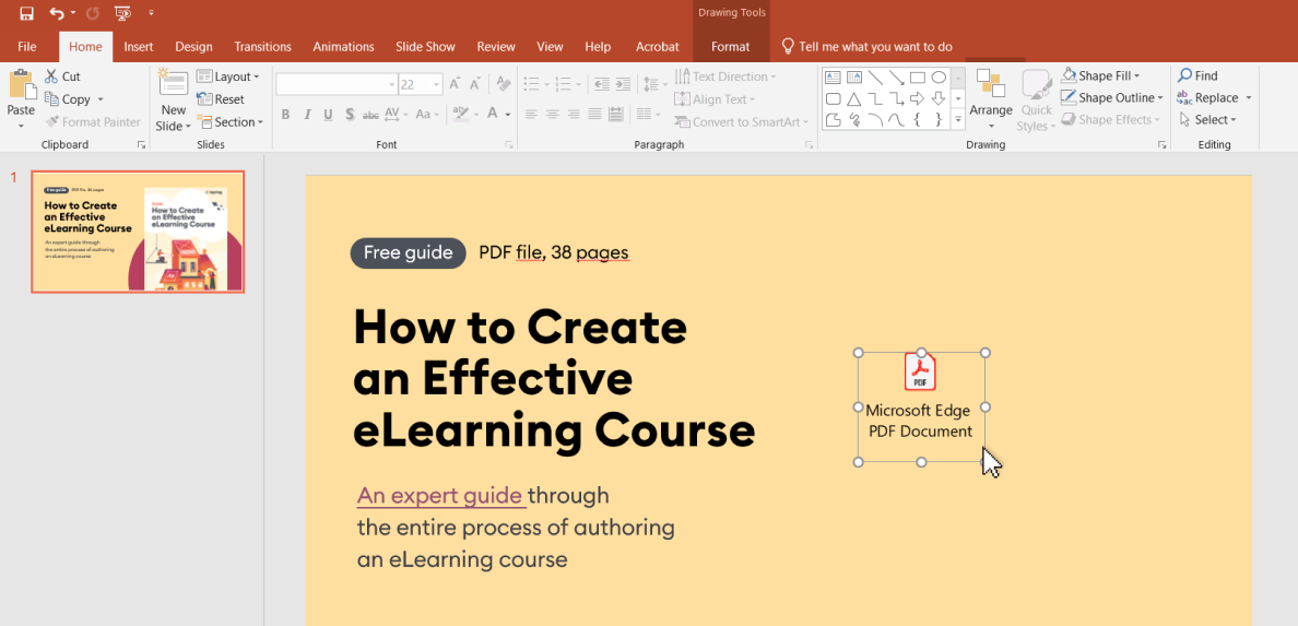 How to insert a PDF into a PowerPoint presentation as an icon