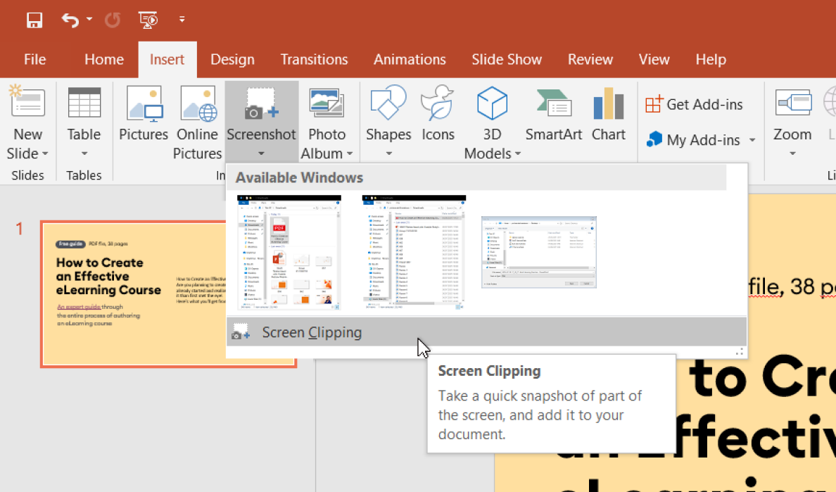 Screen Clipping option