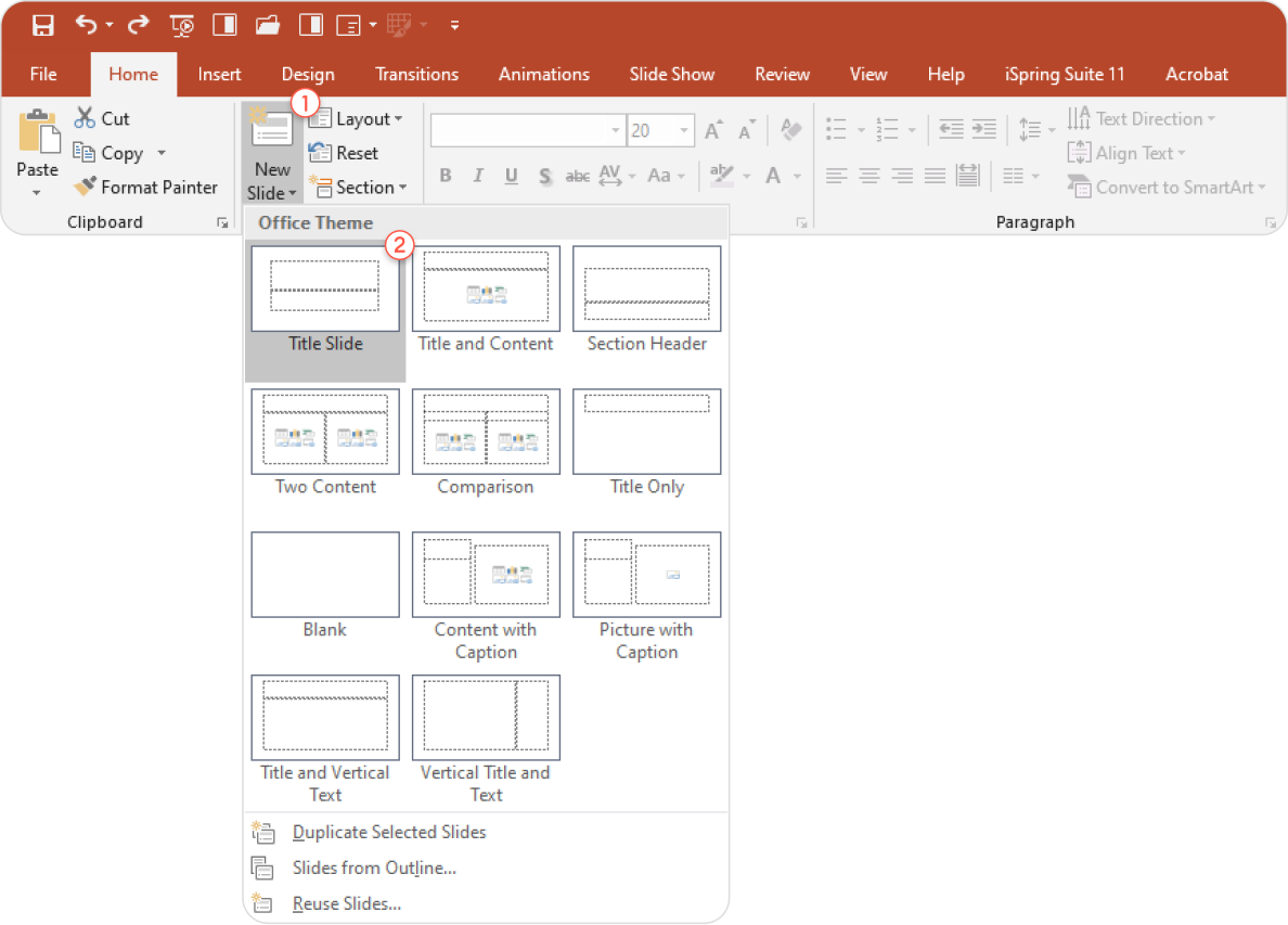 Layout settings in PowerPoint