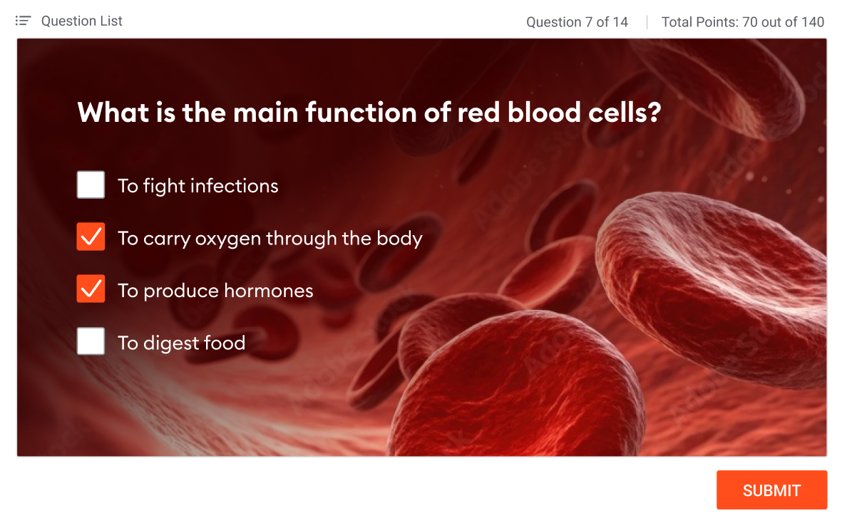 Example of a multiple-choice quiz question