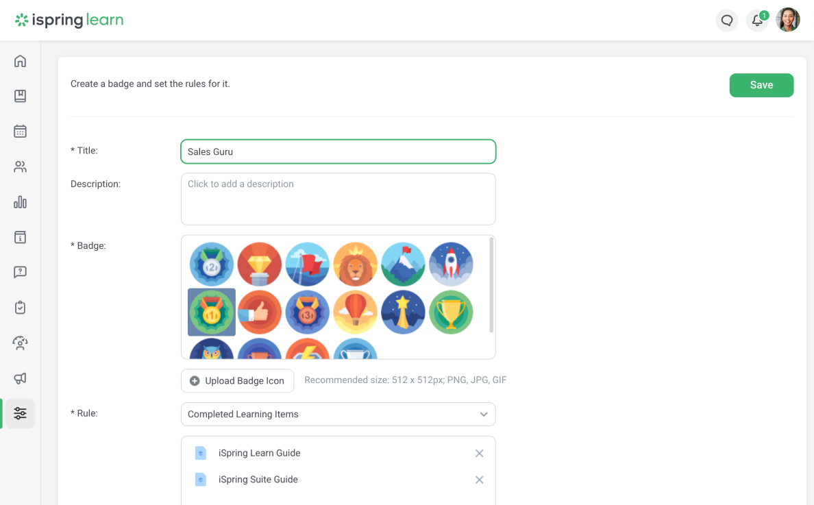 The iSpring Learn reward system