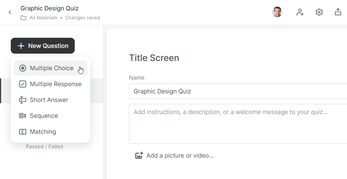 Different question formats in iSpring Learn