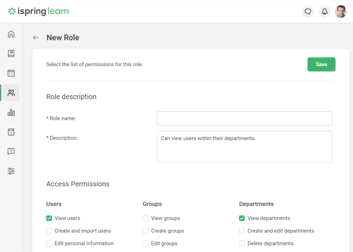 User role description
