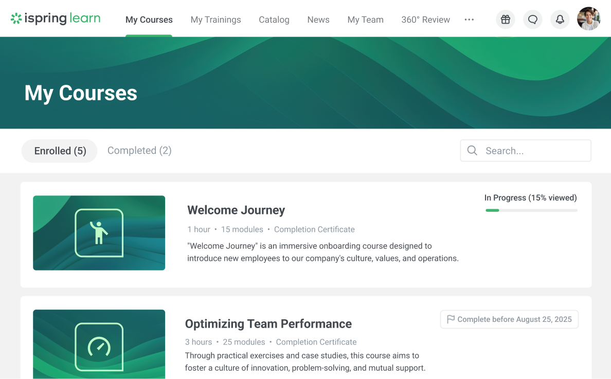 iSpring Learn helps you organize your step-by-step guides