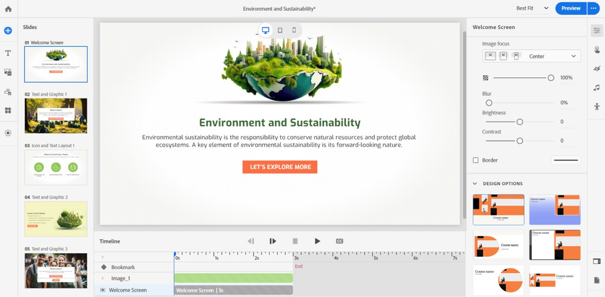 Creating an online course in Adobe Captivate