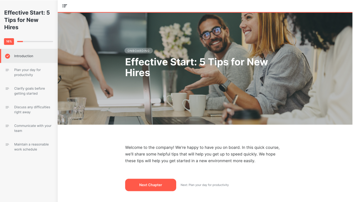 Example of a course made using iSpring Cloud