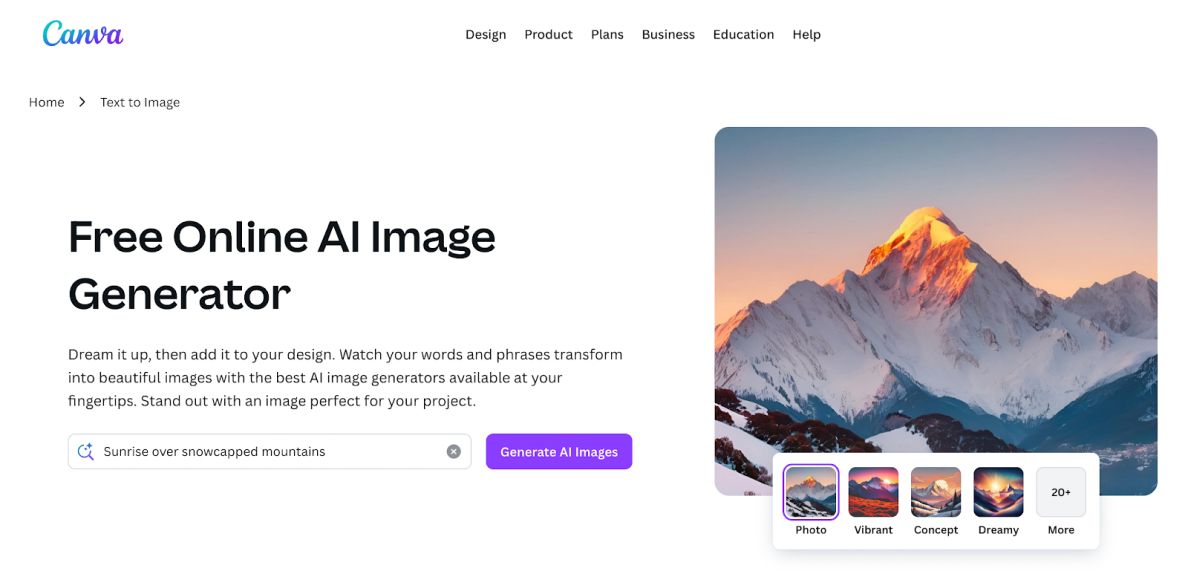 Canva AI image nenerator