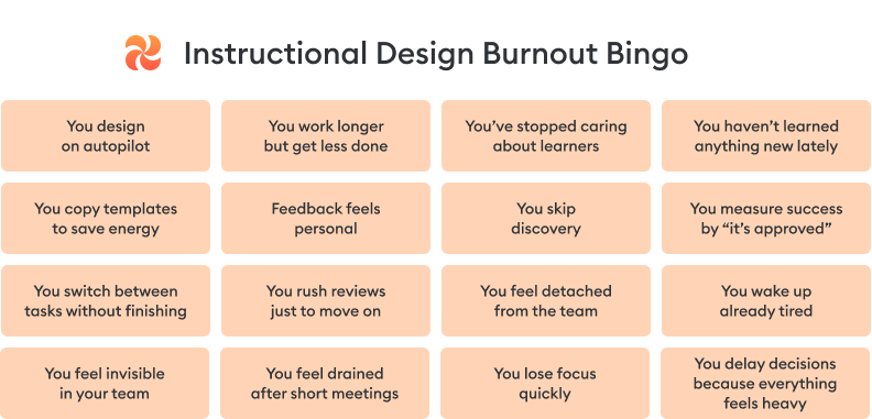 Instructional Design Burnout Bingo
