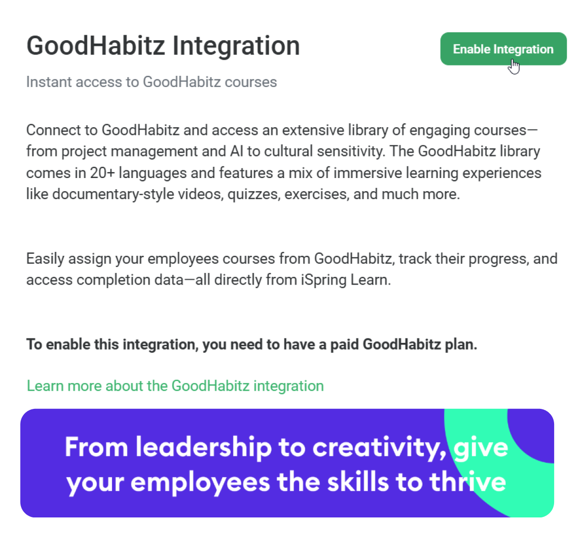 GoodHabitz integration