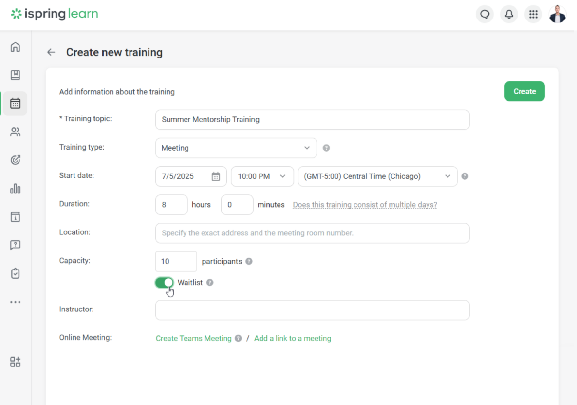 New Waitlist feature in iSpring Learn