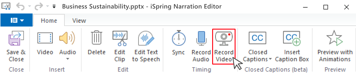 Record Video button Record Video button in iSpring Suite