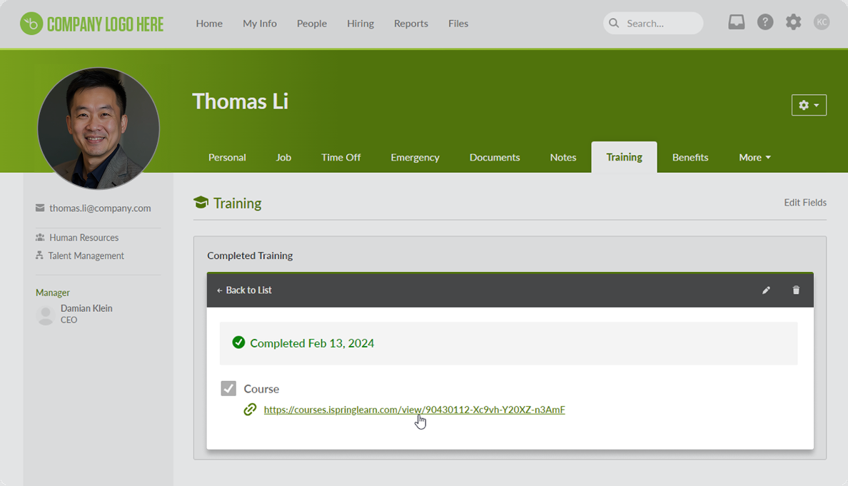 An LMS-HRIS integration