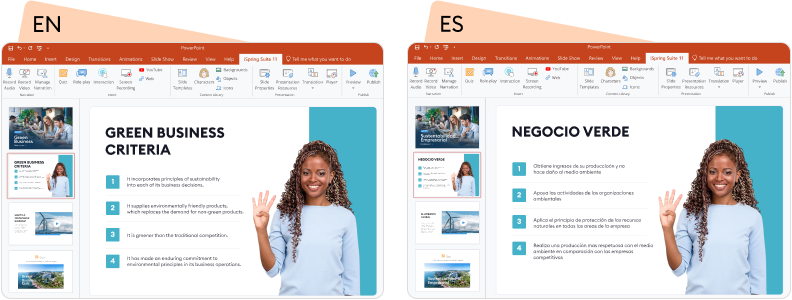 An example of a translated eLearning course
