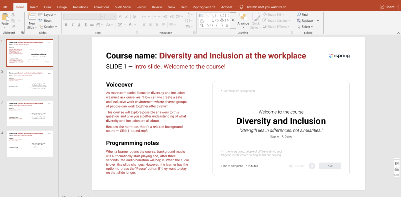 PPT eLearning storyboard template
