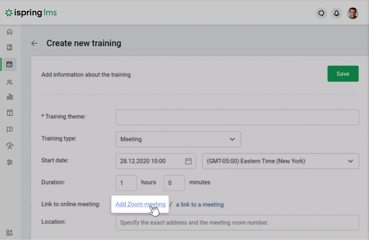 iSpring LMS and Zoom integration